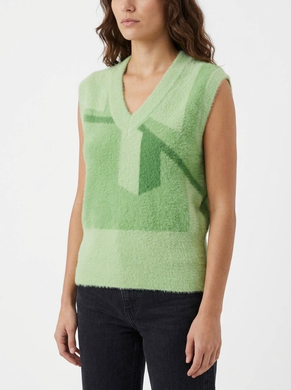 NWT House of Sunny Landscape Vest V-Neck Knit Sweater Vest Women Size 10